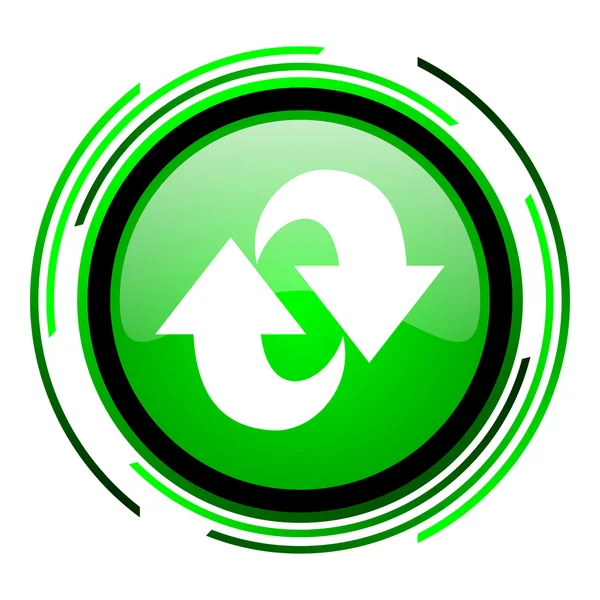 Rotate green circle glossy icon — Stock Photo, Image