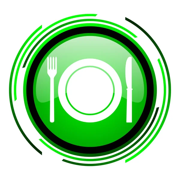 Eten groen rondje glanzende pictogram — Stockfoto