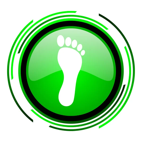 Footprint green circle glossy icon — Stock Photo, Image