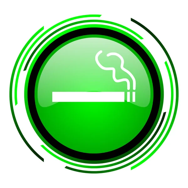 Palenie zielone kółko błyszczący ikona — Zdjęcie stockowe