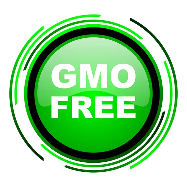 GMO ücretsiz yeşil daire parlak simgesi — Stok fotoğraf