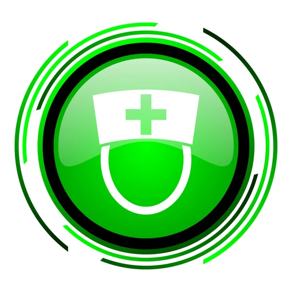 Verpleegkundige groene cirkel glanzende pictogram — Stockfoto