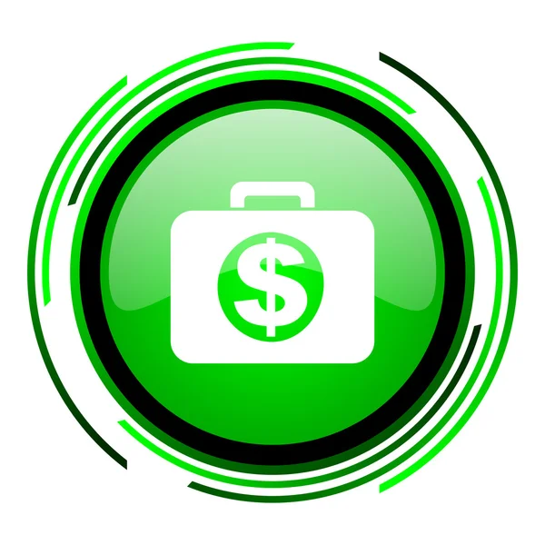 Lesklý ikona finanční zelený kruh — Stock fotografie