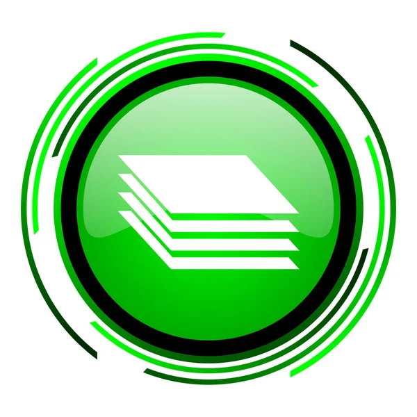 Layers green circle glossy icon — Stock Photo, Image