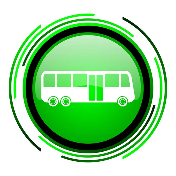 Autobus zelený kruh lesklý ikona — Stock fotografie