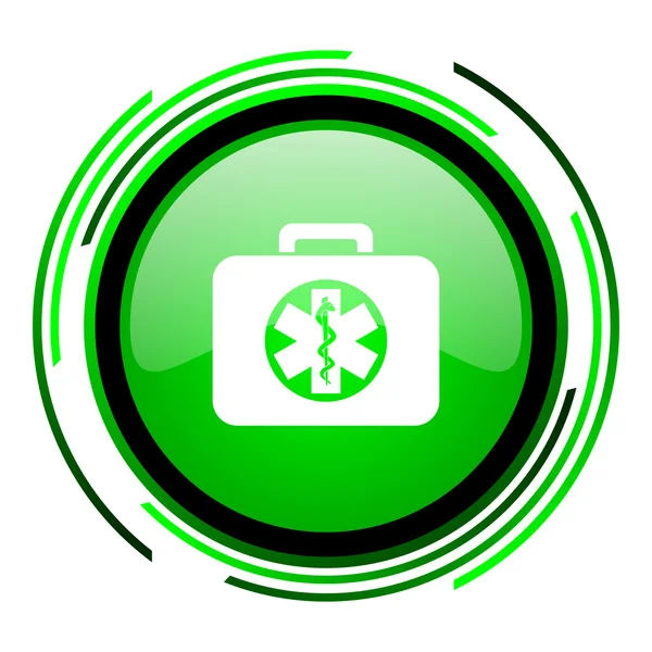 Rettungsset grüner Kreis glänzendes Symbol — Stockfoto