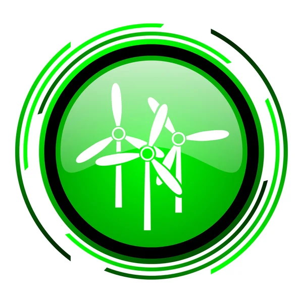 Windmill green circle glossy icon — Stock Photo, Image