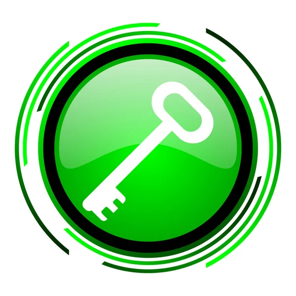 Parlak yeşil daire anahtar simgesi — Stok fotoğraf