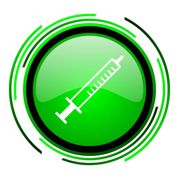 Syringe green circle glossy icon — Stock Photo, Image