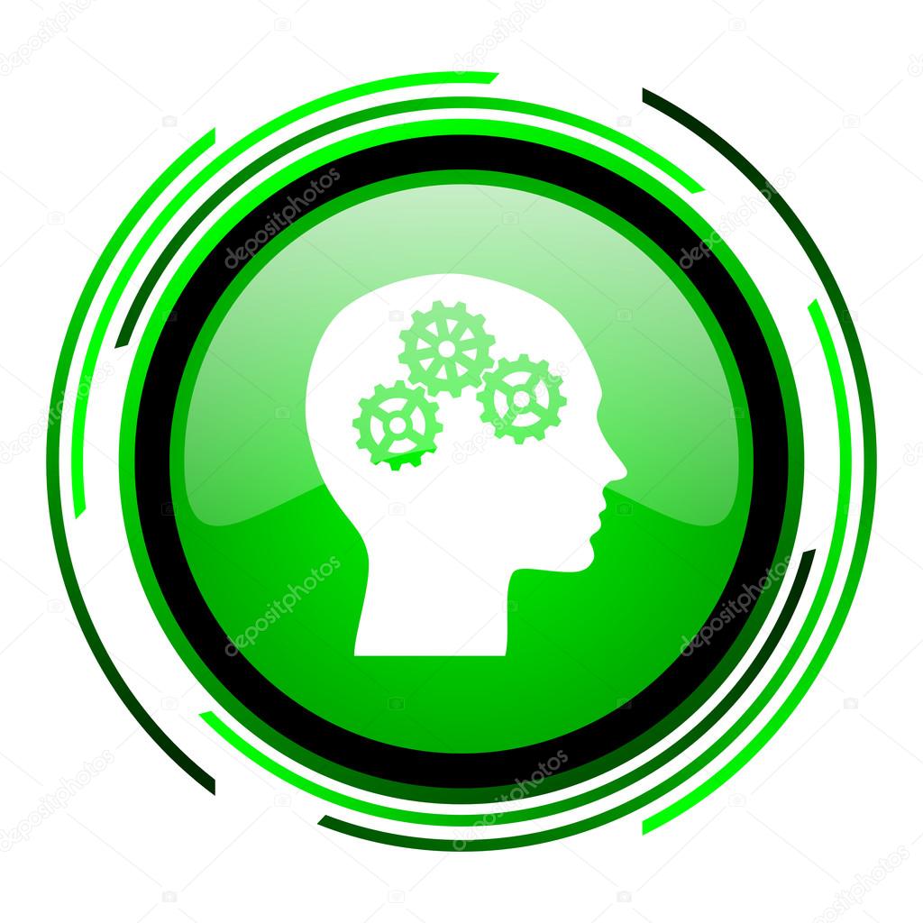 Head green circle glossy ico