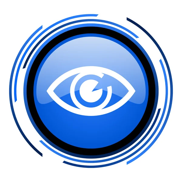 Cercle des yeux icône brillante bleue — Photo