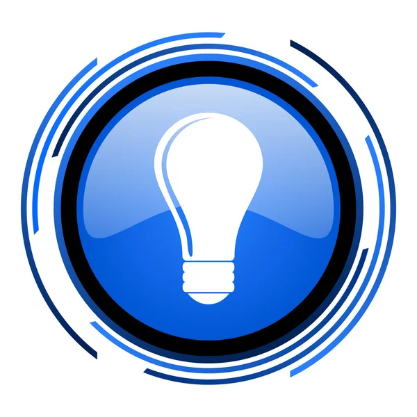 Lampadina cerchio blu lucido icona — Foto Stock