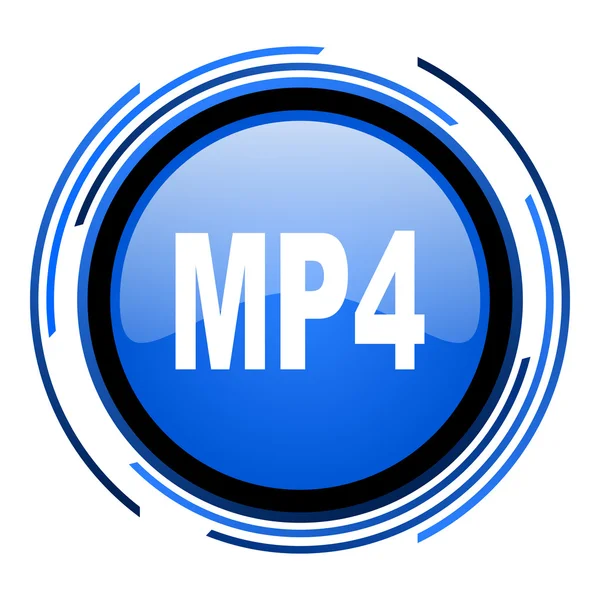 Mp4 circle blue glossy icon — Stock Photo, Image