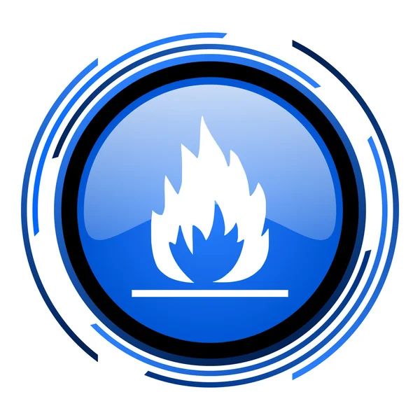 Flames circle blue glossy icon — Stock Photo, Image