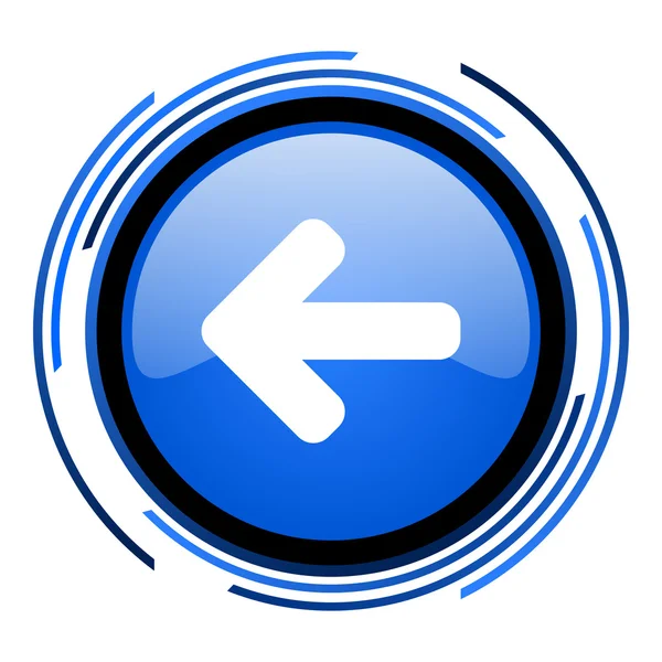 Seta círculo esquerdo ícone brilhante azul — Fotografia de Stock