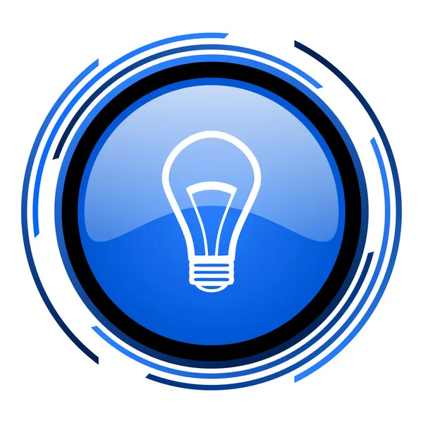 Izzó kék kör fényes ikon — Stock Fotó