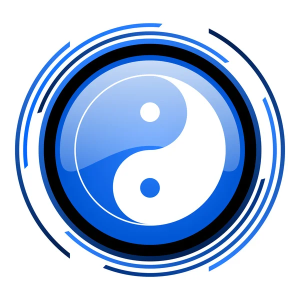 Ying yang círculo azul icono brillante — Foto de Stock