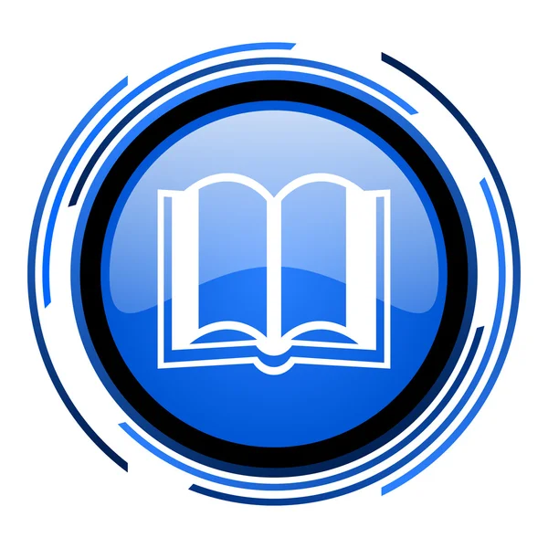 Buchkreis blaues Hochglanz-Symbol — Stockfoto