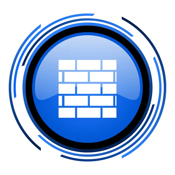 Glanzende blauwe cirkel het pictogram Firewall — Stockfoto