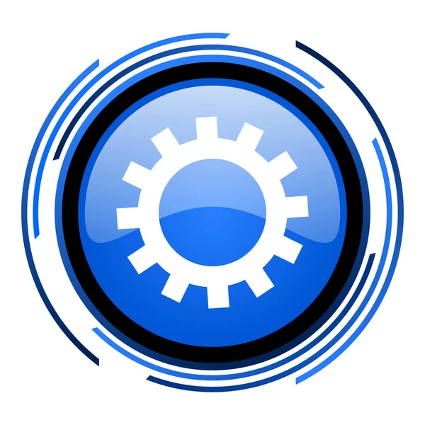 Gears circle blue glossy icon — Stock Photo, Image