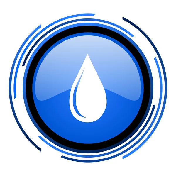 Water drop circle blue glossy icon — Stock Photo, Image