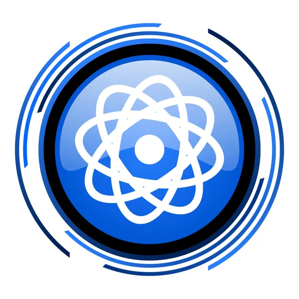 Atom koło niebieski ikona — Zdjęcie stockowe