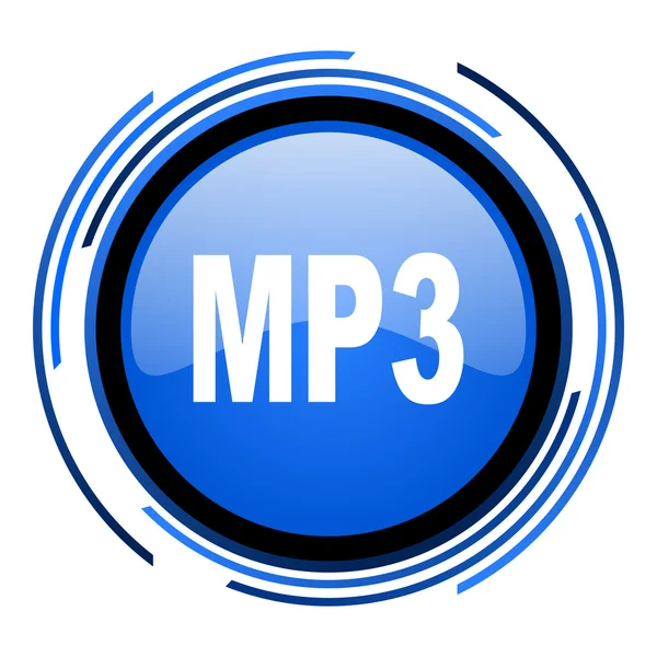 MP3 κύκλο μπλε γυαλιστερό εικονίδιο — Φωτογραφία Αρχείου