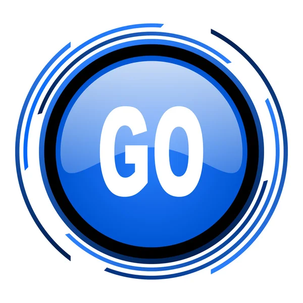 Go circle blue glossy icon — Stock Photo, Image