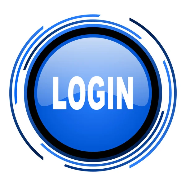 Login cercle bleu icône brillante — Photo