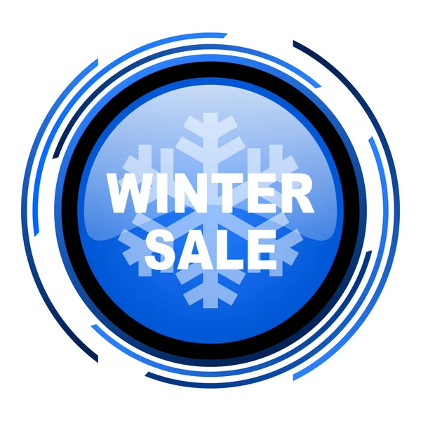 冬季出售圈蓝色光泽图标 — 图库照片