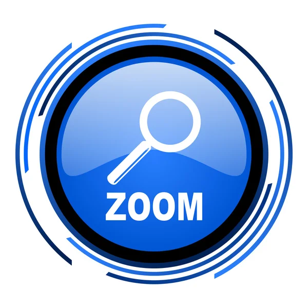 Zoom cercle bleu icône brillante — Photo