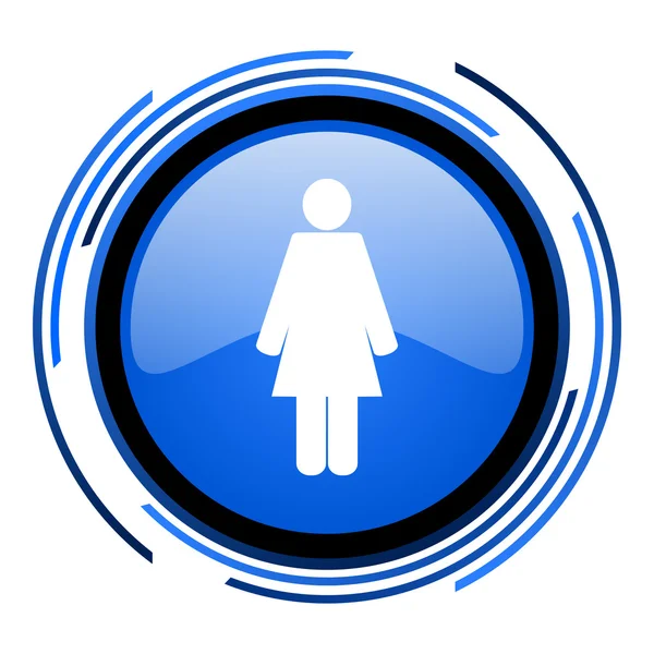 Woman circle blue glossy icon — Stock Photo, Image