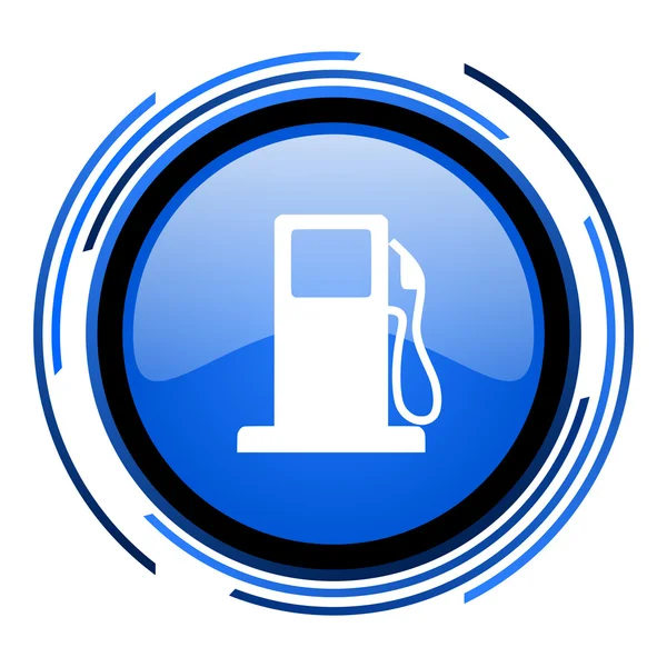 Kraftstoffkreis blaues Hochglanz-Symbol — Stockfoto
