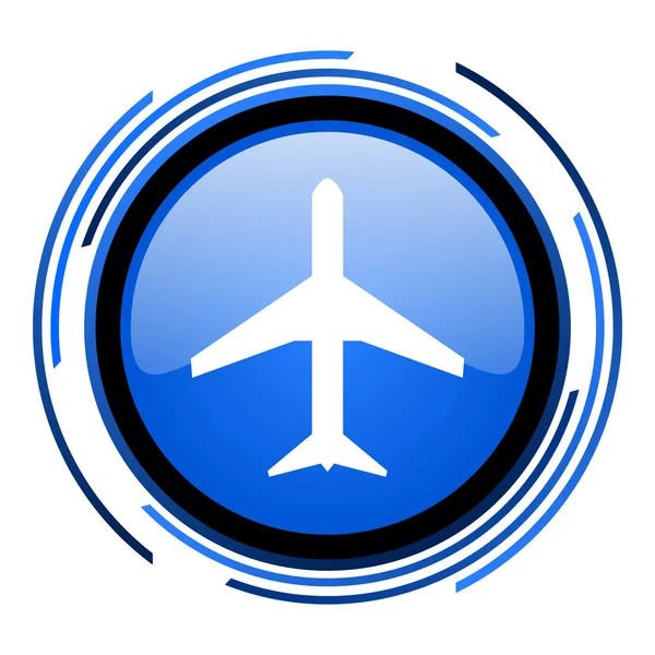 Letadlo kruh modré lesklé ikona — Stock fotografie