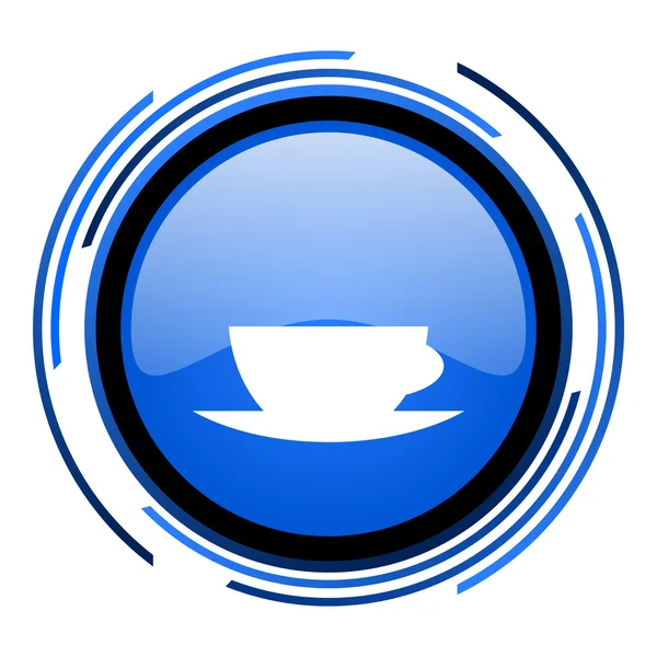 Tazza di caffè cerchio blu lucido icona — Foto Stock
