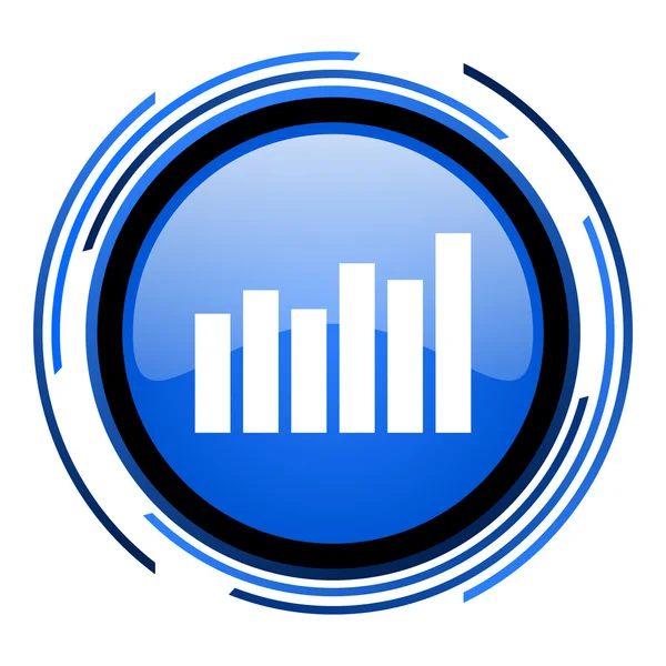 Gráfico de barras círculo ícone brilhante azul — Fotografia de Stock