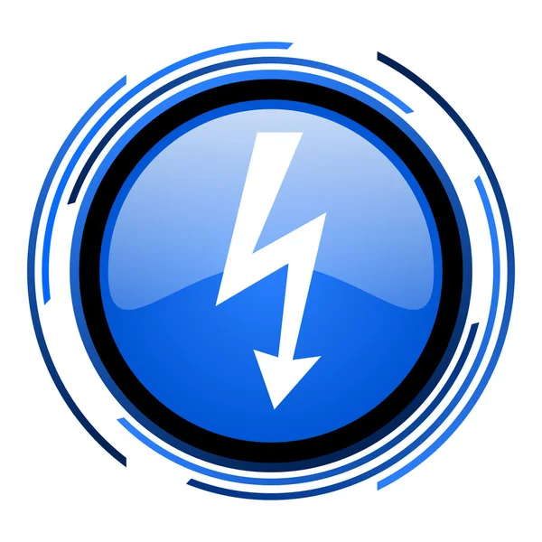 Lightning circle blue glossy icon — Stock Photo, Image