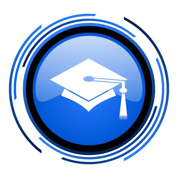 Cerc de absolvire albastru pictogramă lucioasă — Fotografie, imagine de stoc