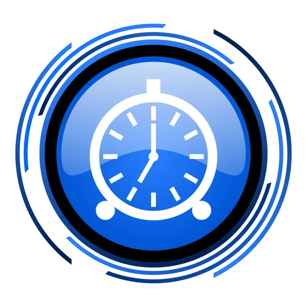 Sveglia cerchio blu lucido icona — Foto Stock