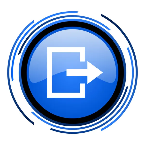Círculo de saída ícone brilhante azul — Fotografia de Stock