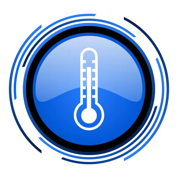 温度計円青い光沢のあるアイコン — ストック写真