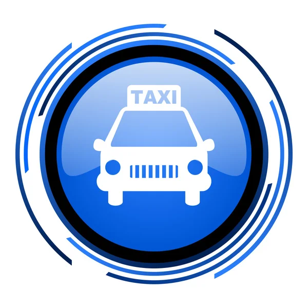 Taksi daire mavi parlak simgesi — Stok fotoğraf
