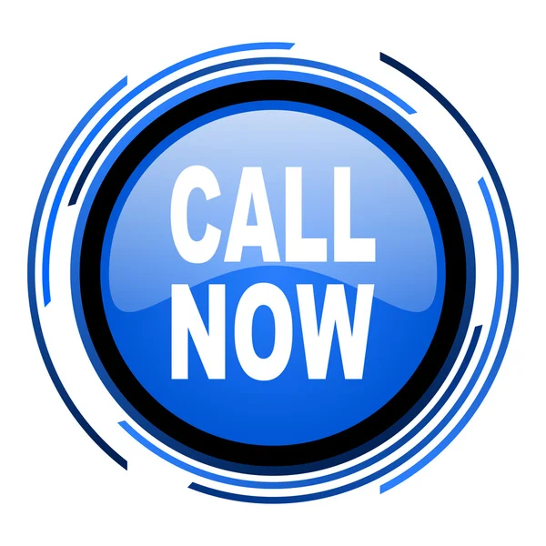 Call now circle blue glossy icon — Stock Photo, Image