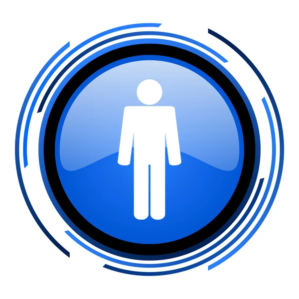 Człowiek ikona koło niebieski — Zdjęcie stockowe