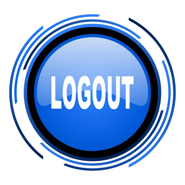 Logout círculo azul brilhante ícone — Fotografia de Stock