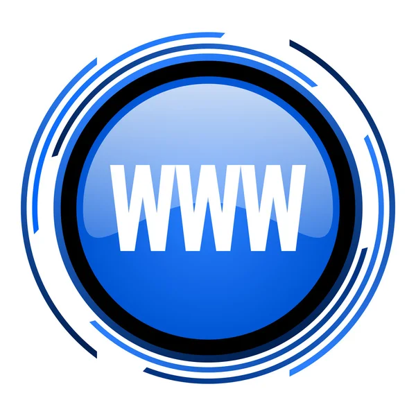 Www Kreis blaues Hochglanz-Symbol — Stockfoto