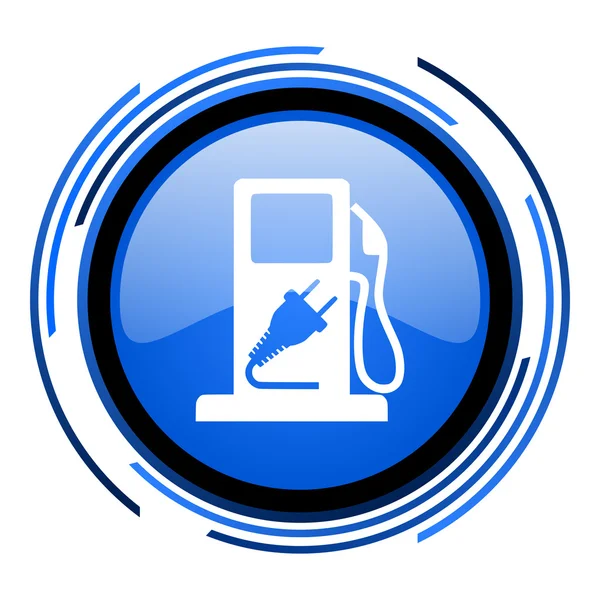 Cerchio carburante blu lucido icona — Foto Stock