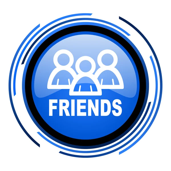 Amigos círculo azul icono brillante —  Fotos de Stock