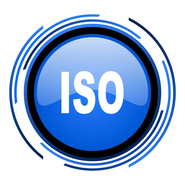 ISO cirkel blå blanka ikonen — Stockfoto