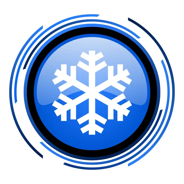 Sneeuwvlok cirkel blauwe glanzende pictogram — Stockfoto